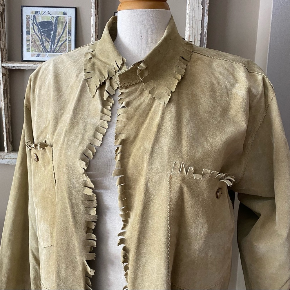 Vintage Handmade Fringed Suede Shirt Jacket